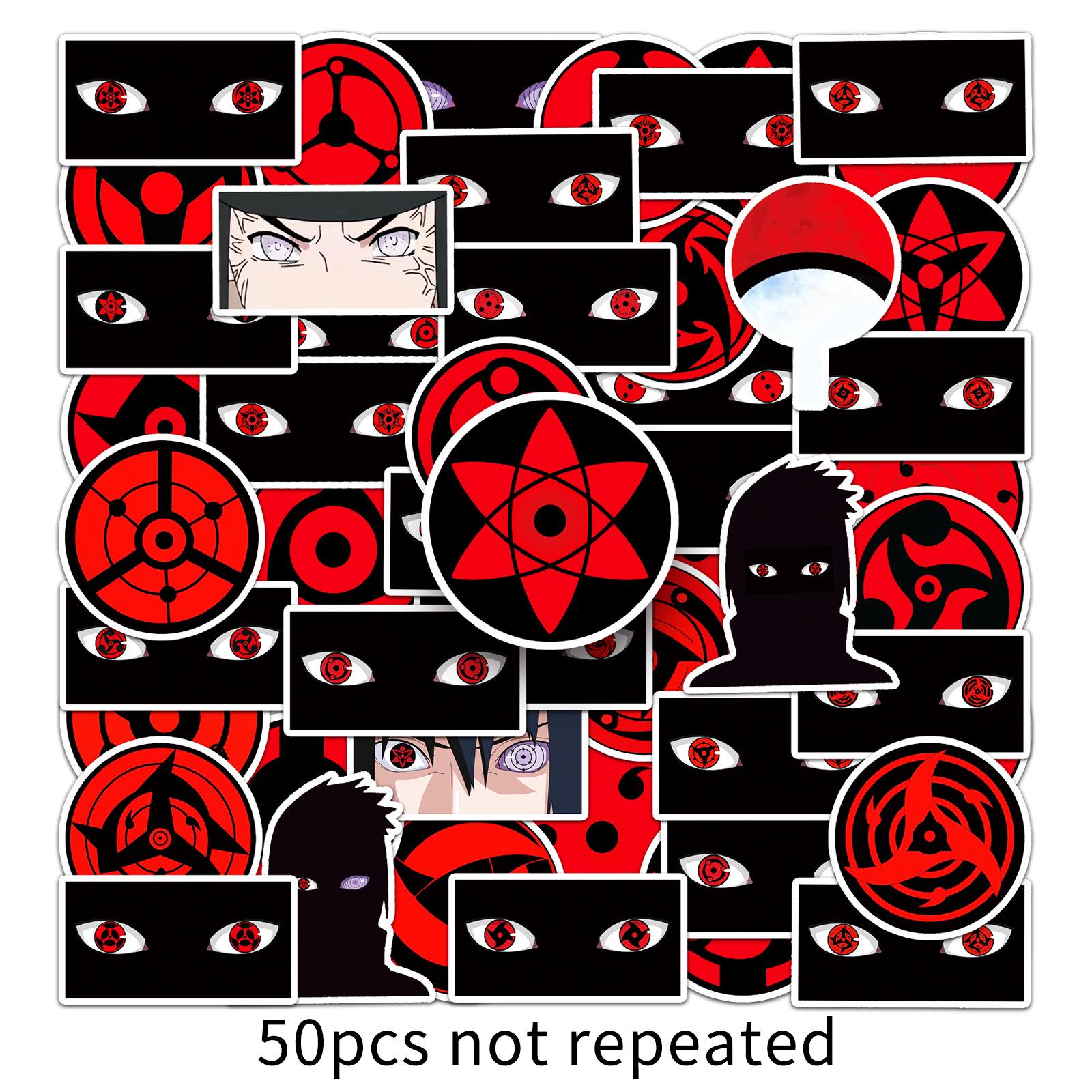 50 Sheets Sharingan Stickers - Naruto Anime Suitcase & Phone Decals