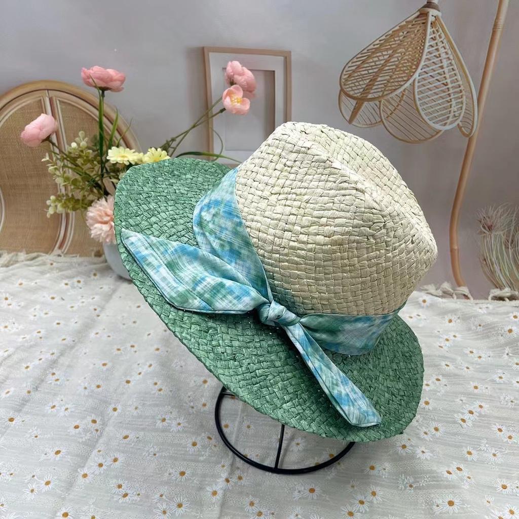 Dell Le Exquisite Straw Hat Women'S Nordic Small Fresh Sun Hat Paper Grass Tie-Dye Craft Holiday Sun Hat Versatile