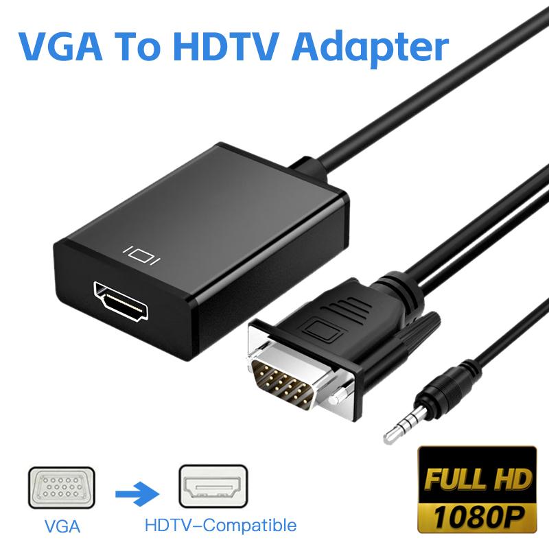 

Конвертер VGA TO HDTV, аудио-видеокабель высокой четкости, адаптер VGA-входа, выход HDTV для компьютера, ноутбука, телевизора, проектора 20cm чёрный