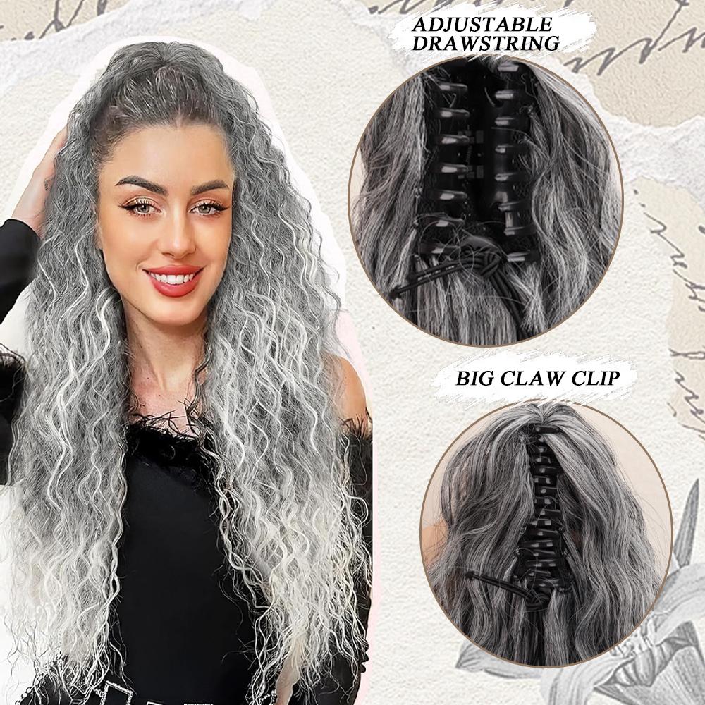 Lockige Wellige Pferdeschwanz-Perücke - Voluminöses Synthetikhaar mit Klammer, Natürlicher Look für Jeden Tag & Besondere Anlässe, Leicht zu Stylen,