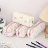Gentle Style Plaid Design Stationery Pencil Case, Exquisite Soft Material Bow Floral Pattern Printed Pencil Case and Daily Item Storage Bag