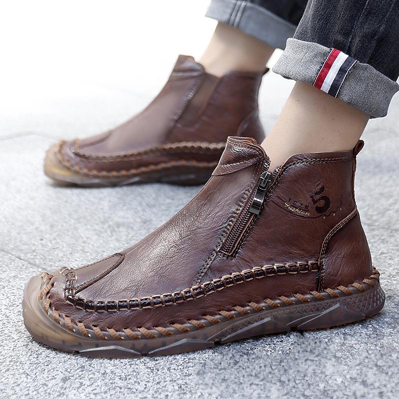Fashion Fashion Cowboy Men's Motocross Boots Casual Slip on Business Boots High Top Leisure Walking Footwear 2025 New Male Chelsea Boots