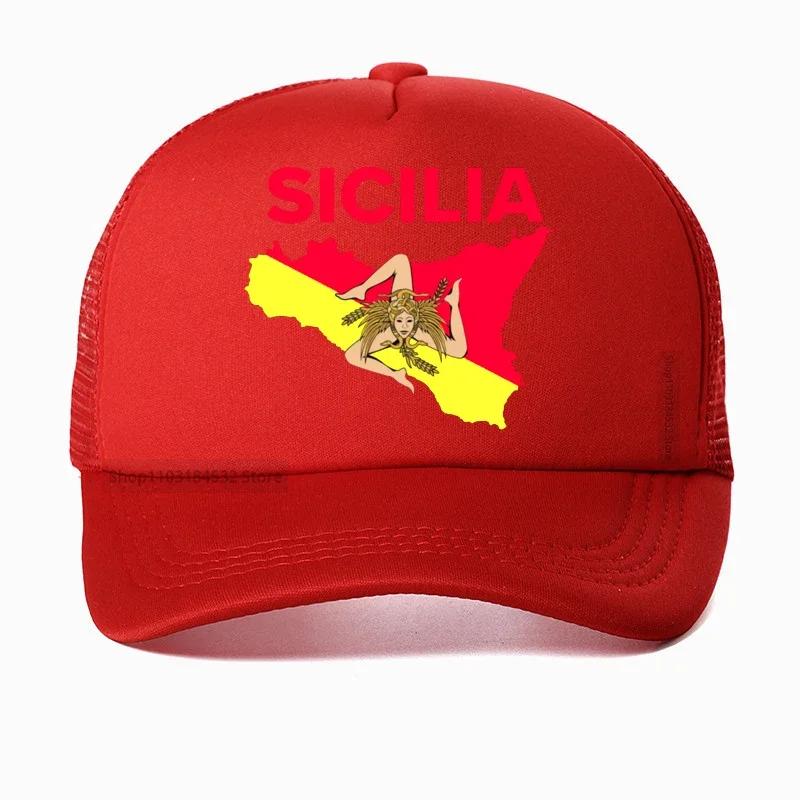 

Cool Unisex Sicily Italy hat Sicilian Flag Sicilia Funny Baseball cap Unisex cotton Breathable Trucker Caps summer brand Golf Dad Hats Adjustable