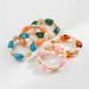 B3539 Geometric Irregular Resin Beaded Bracelet - Retro, Color Block, Handmade, Elastic.