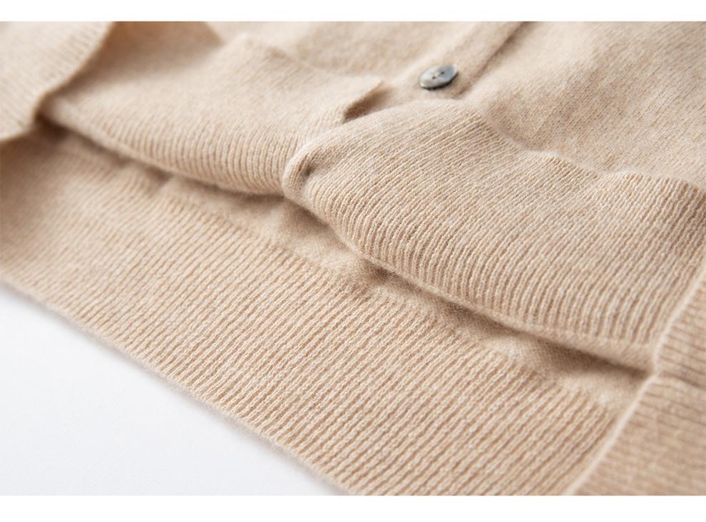 Cashmere V-Neck Cardigan Coat: Loose-Fit, Long Sleeve, Single-Breasted