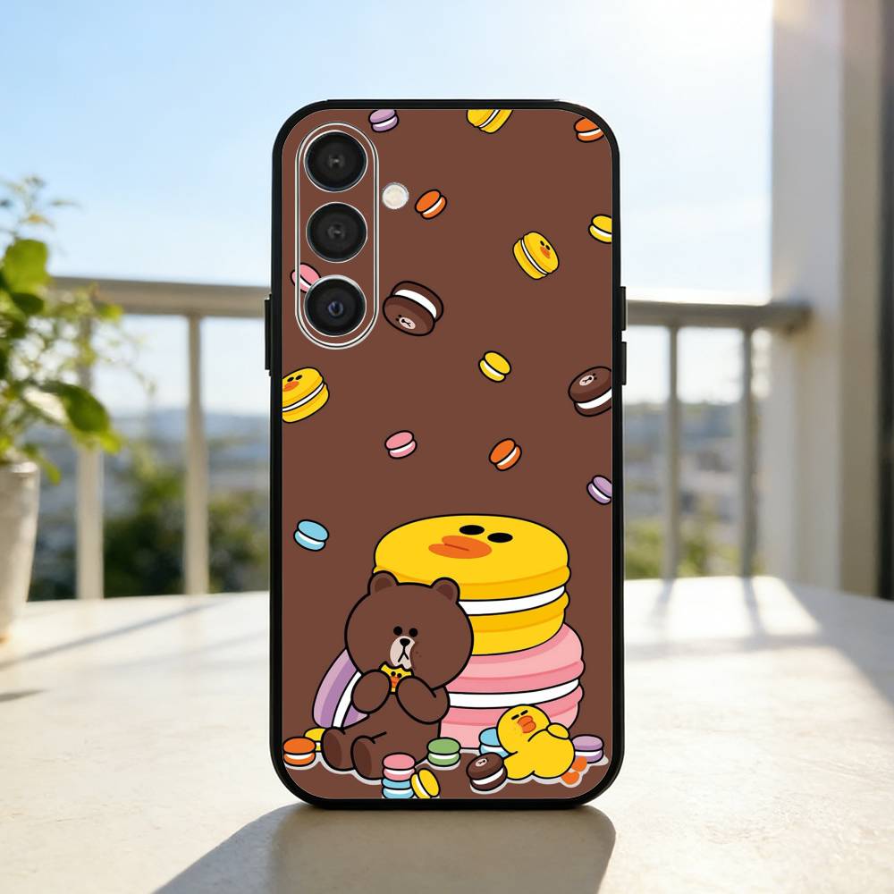 Cartoon L-LINE F-Friends Cute Brown  Phone Case For Samsung  A73,A21s,A22,A31,A32,A52,A53,A71,A80,Soft Black Shell