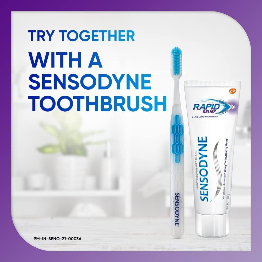 2 x Sensodyne Rapid Relief Toothpaste 80gm Each For Sensitive Teeth Exp 2027