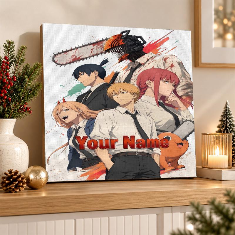 Chainsaw Man Custom Name Text 5D Diamond Painting Kit DIY Full Drill Diamond Art Decoration