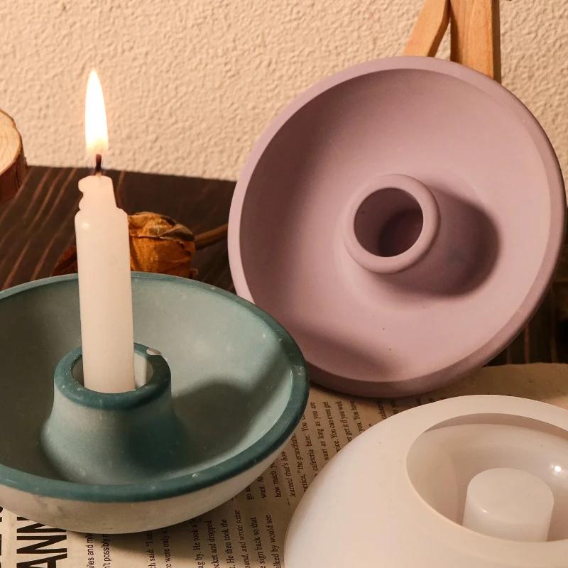 DIY Handmade round Candle Bowl Insertion Platform Resin Ceramic Mold - Top Quality Craft Mold for Concrete Candlestick Bracket