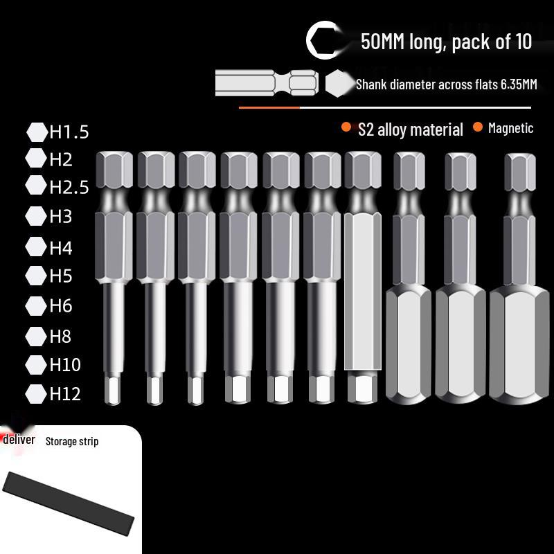 Hexagonal High Hardness S2 Bit Set for Pneumatic & Electric Screwdrivers