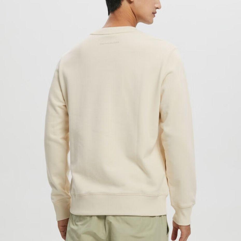 Calvin Klein Fashion Pure Cotton Simple Embroidered Round Neck Knitted Sweatshirt Unisex Sweatshirt Beige J400136-ACJ