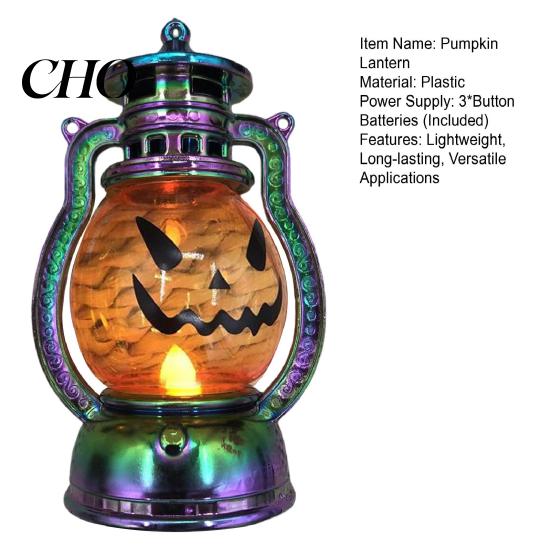 Small Size Pumpkin Lights Halloween Lantern Spooky Lamp with LED Candle Vintage Hanging Lanterns Decorative Light for Festive Party Porch Mantel