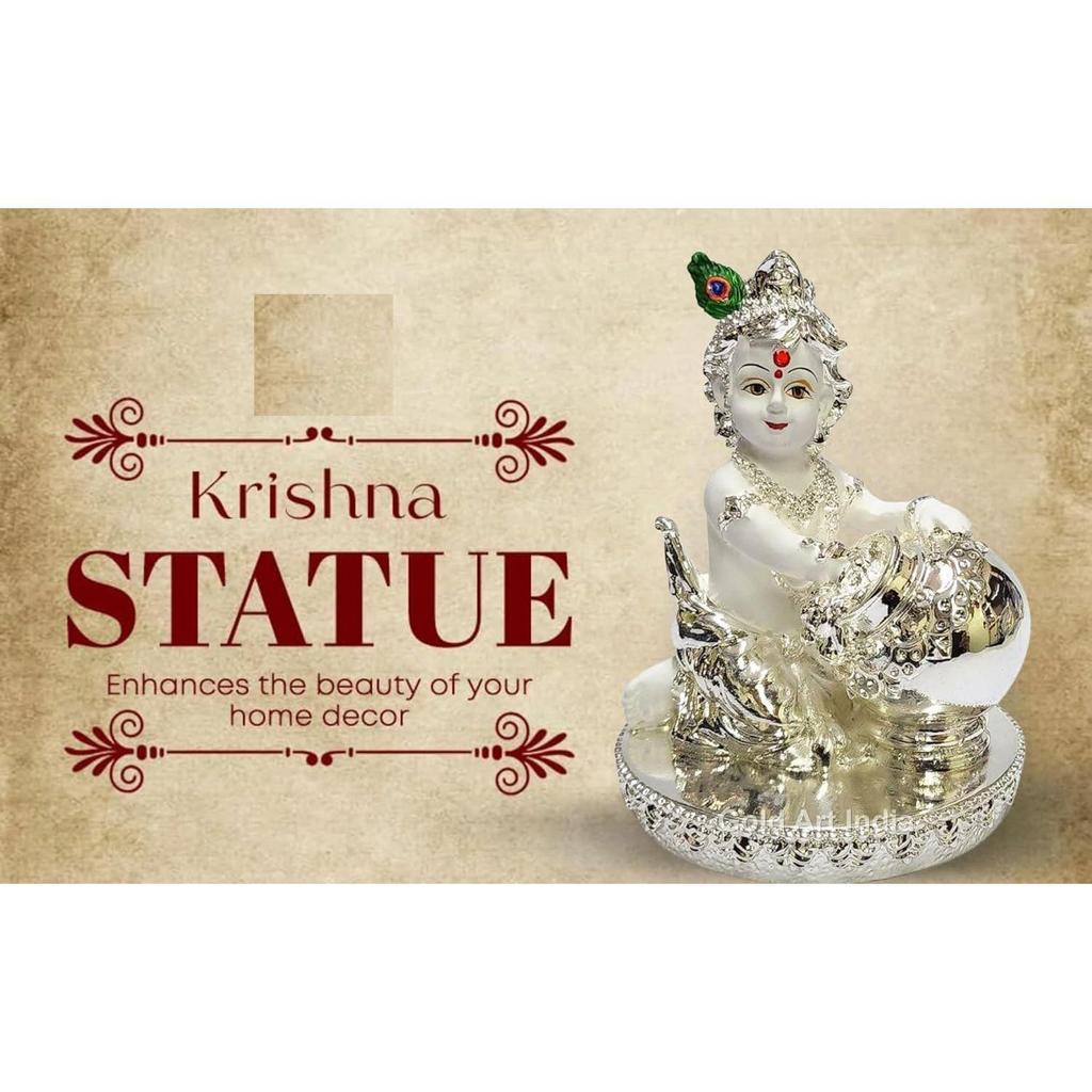 Makhan Krishna | Idol for Home Decor| Laddu Gopal Murti for Gifting | Small Statue for Office Desk | Makhan Chor Idol | Bal Gopal Idol for Puja