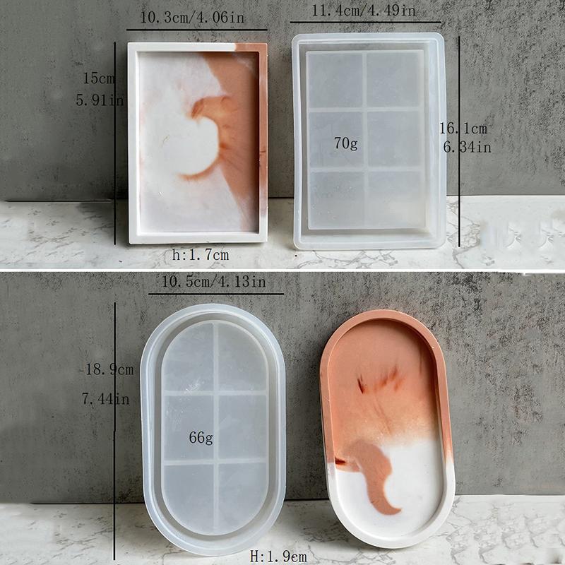 Oval Tray Dish Silicone Mold Rectangular Oval Storage Tray Moulds Gypsum Resin Mould For Flower Pot Base Craft Diy Plaster Molds