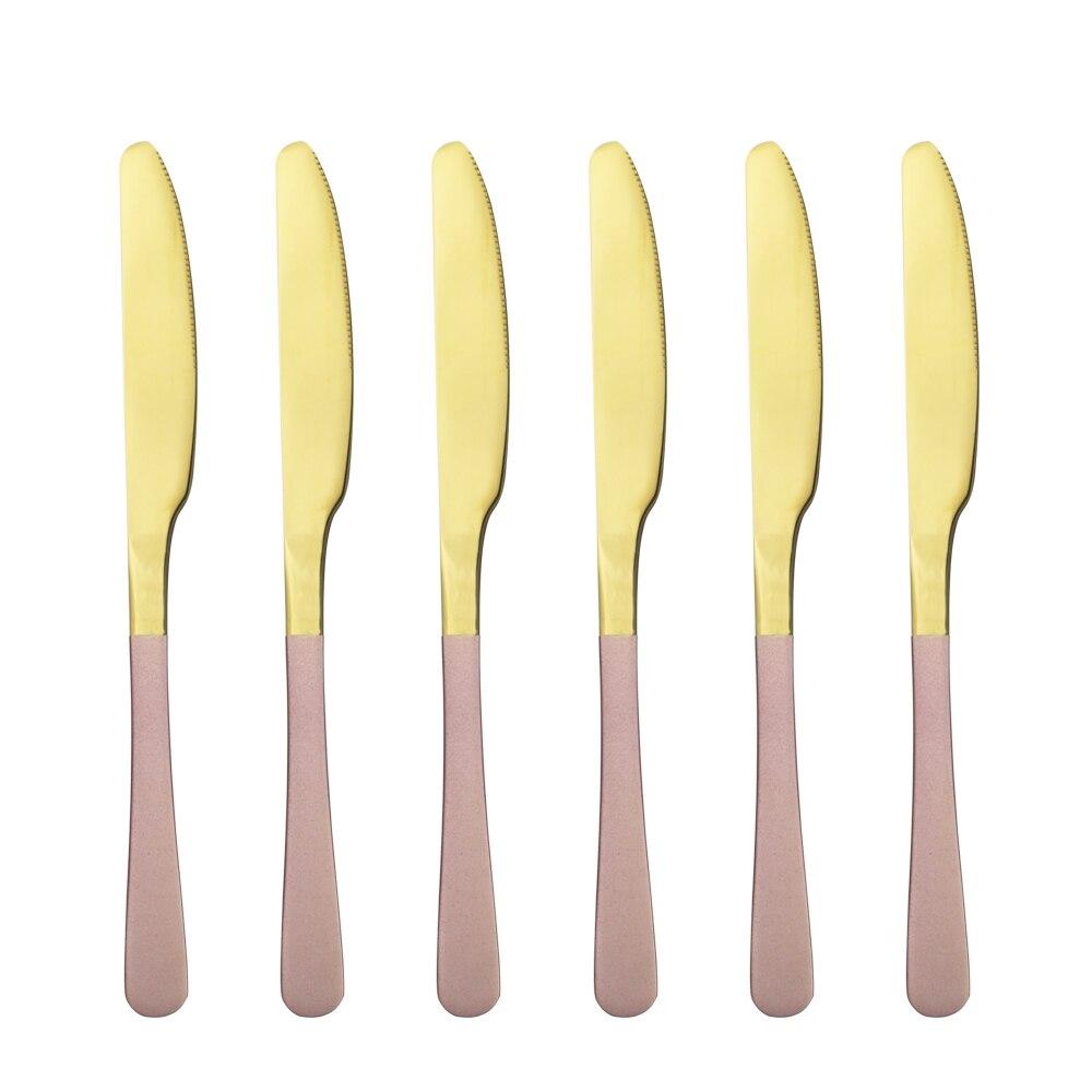 Dinnerware Stainless Steel Set Silverware Set Cutlery Red Gold Dinner Knife Flatware Outdoor Picnic Kitchen Home Tableware Set