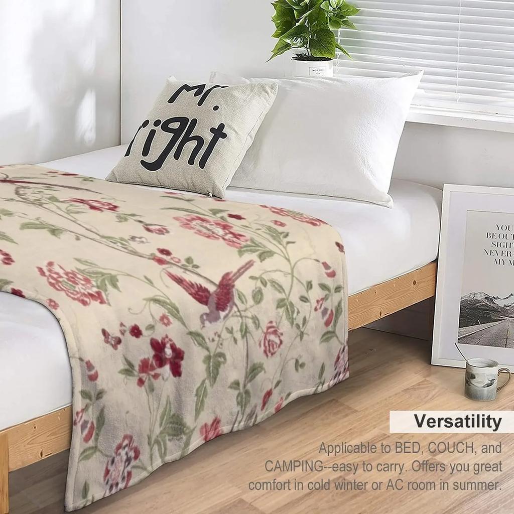 Laura Ashley Flowers Brids Throw Blanket Heavy Luxury St Thermal Blankets