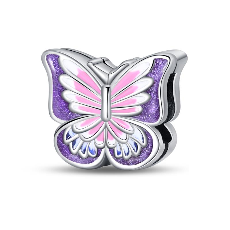 Suitable For Pan Original Braceletcopper Colorful Flowers Gemstone Butterfly Spring Charm Beads Exquisite Diy Jewelry
