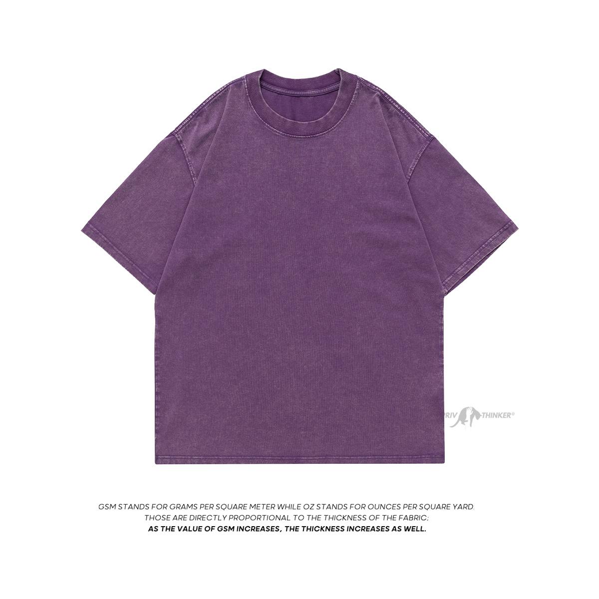 FEGKZLI Fashion Zware Stof Vintage Mannen Oversized Tees 2023 Zomer Korte Mouw Casual O Hals Man T-shirt Zuur Gewassen T-shirts Tops M paars