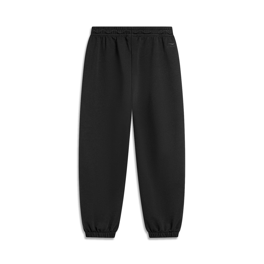 Li Ning Chinese Culture Series Solid Color Mid Waist Tapered Knit Sports Pants Women Bottoms Black AKLU320-3