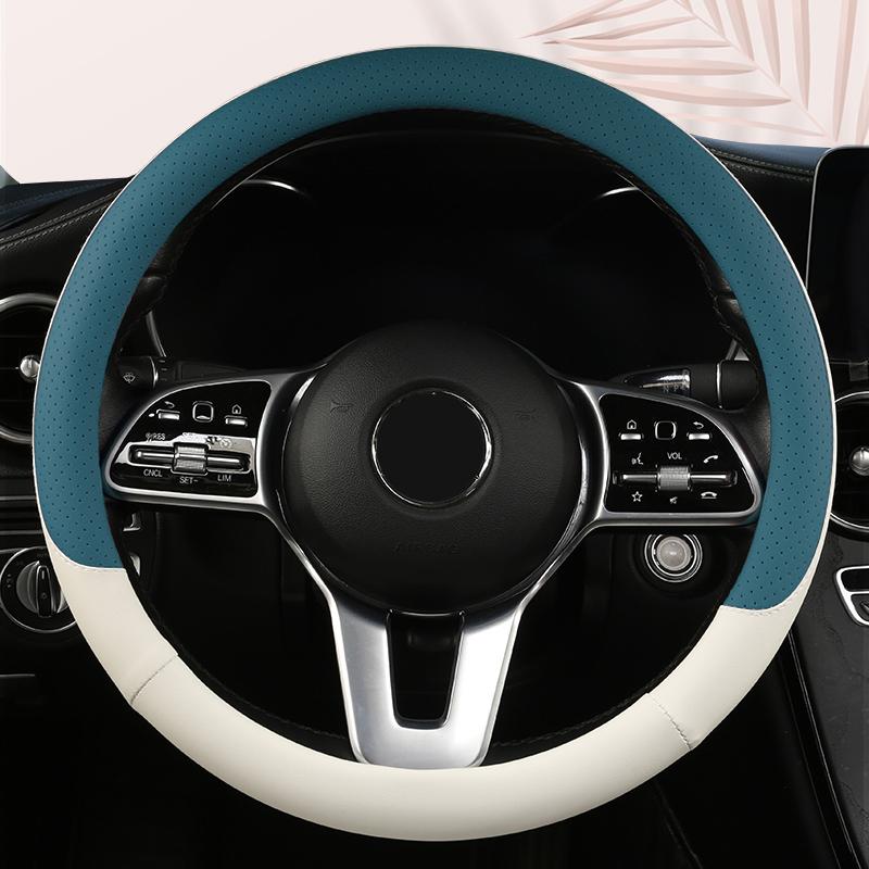 Funda de Volante de Cuero Antideslizante para Coche Cubierta Protectora Universal para Volante de Coche Estilo de Moda Forma O D 38 cm
