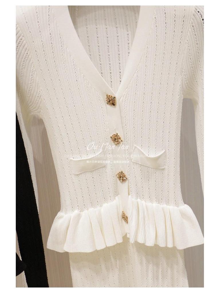 Elegant French-Style V-Neck Slim Fit Fishtail Knit Dress