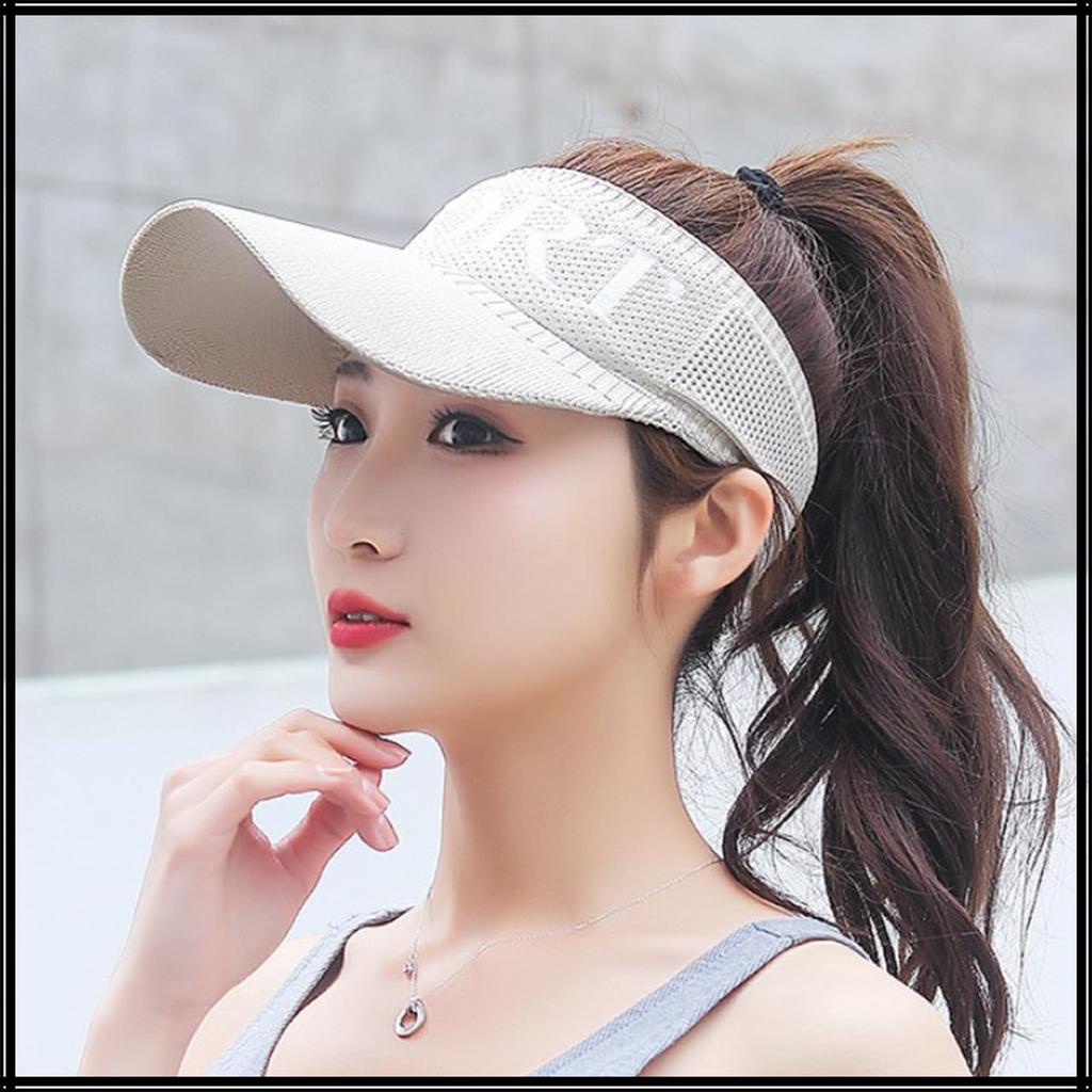 Plain Mesh Visor Cap Hat for CA810 [White Fang] Outdoors, Walking, Fishing, Golf, Women's (Black)