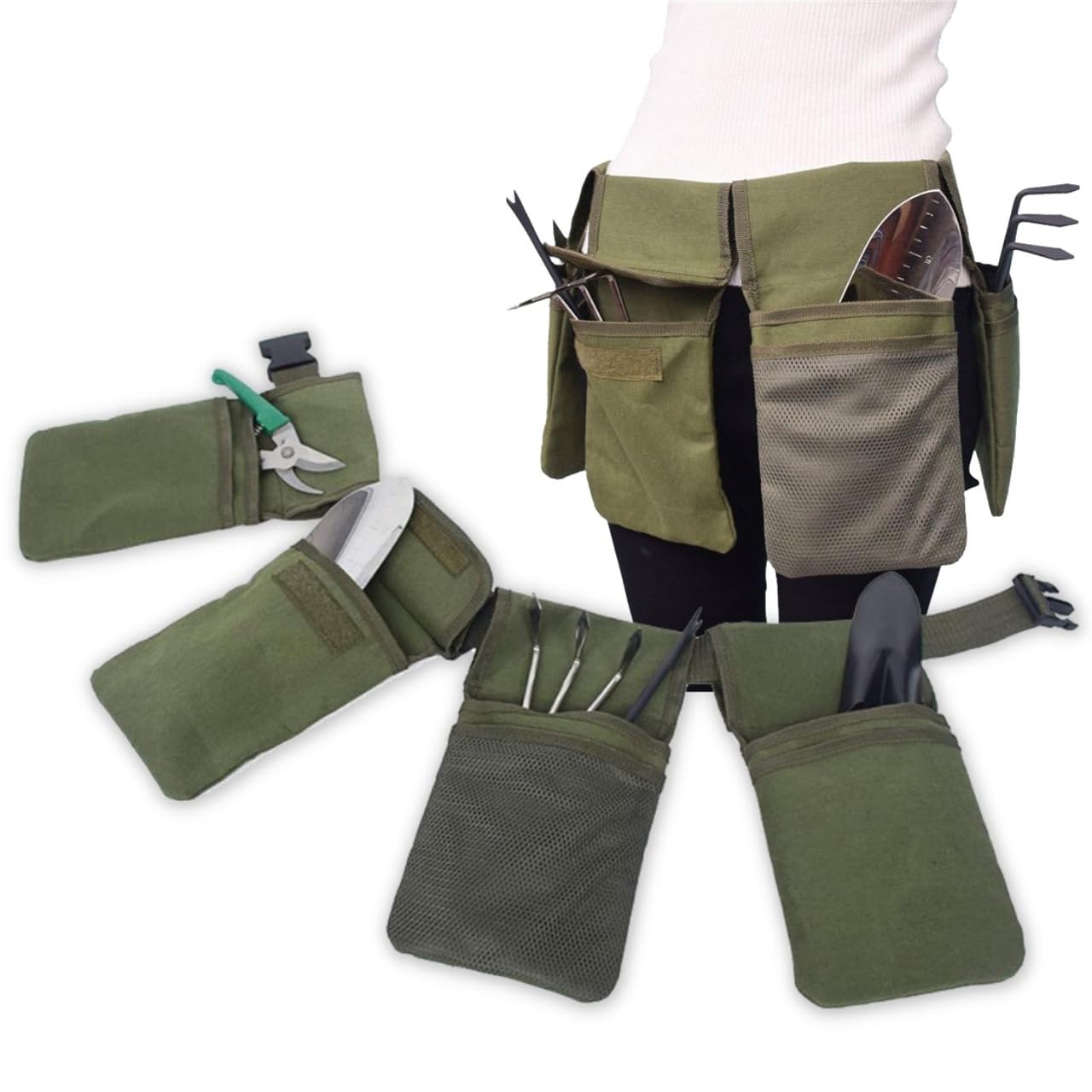 

RERACO Gardening Pouch, Waist Apron Bag, Stylish Gardening Supplies Tool Pouch, Belt Pouch, Tool Bag, Gardening, Work, Tool Case, Waist Pouch (Green)
