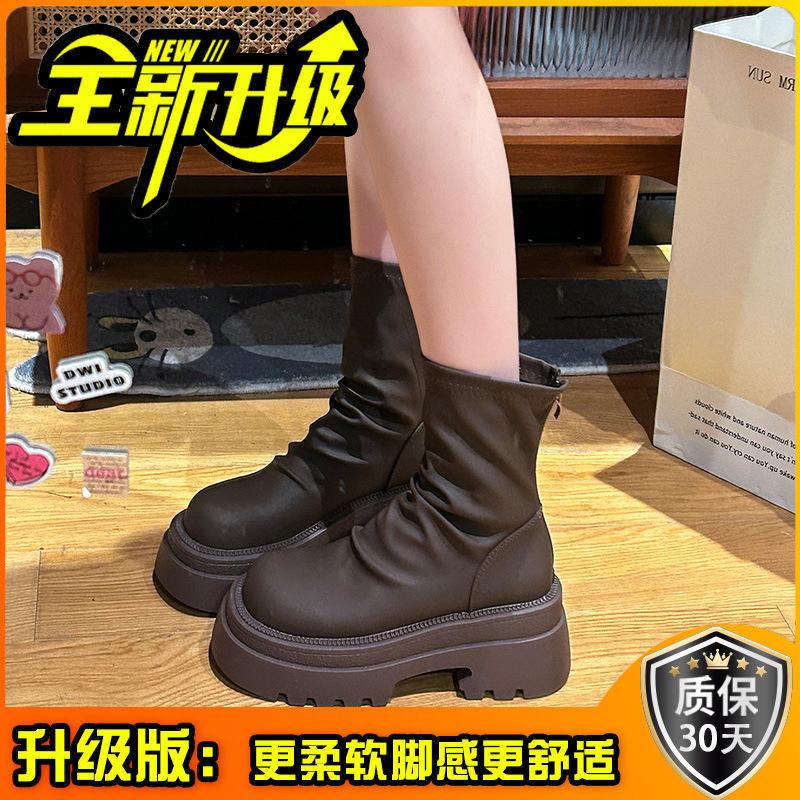 European Fashion Versatile Short Boots Children In the Autumn and Winter of 2025 New Stacks of Thin But Knee-length Knight Boots