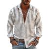 2026 New Style Men's Striped Long-Sleeved Shirt with Collar, Slim-Fitting Casual Shirt, Fashionable Cardigan Tops
