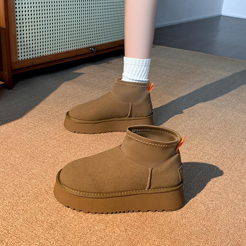 Damesko Stor Størrelse Myk Såle Vinter Varm Pels En Anti-skli Snøstøvler Vattert Fôret Ankelstøvletter Utendørssport Bomullsstøvler