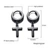 Vnox Simple Cross Dangle Earrings for Men Women Minimalist Stainless Steel Drop Small Hoop Metal Ear Jewelry Anti Allergy