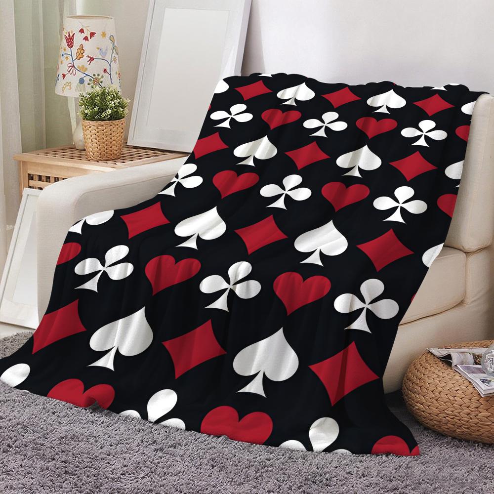 Playing Card Patterns Throw Soft Flannel Throw Blanket Lightweight Cooling Summer Ac Nap Blanket For Sofa Bed Couch Travel