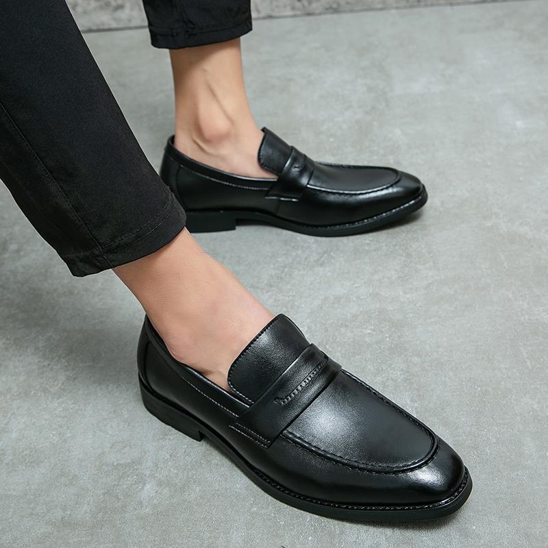 Men Brown Loafers Thick Sole Platform Height Increase Black Classic Business Office Dress Prom Tuxedo Party Shoes