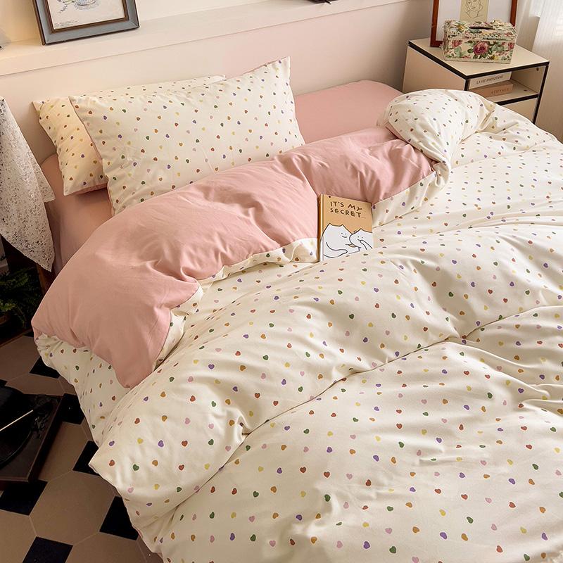 Ins Pink Flowers Bedding Set Flat Bed Sheet Duvet Cover Twin Full Queen Nordic Bed Linen Boy Girl Bedding Sets Floral Princess