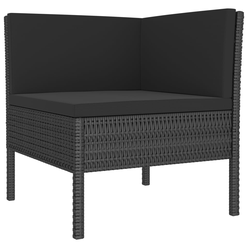 2 Piece Garden Lounge Set with Cushions Poly Rattan Black