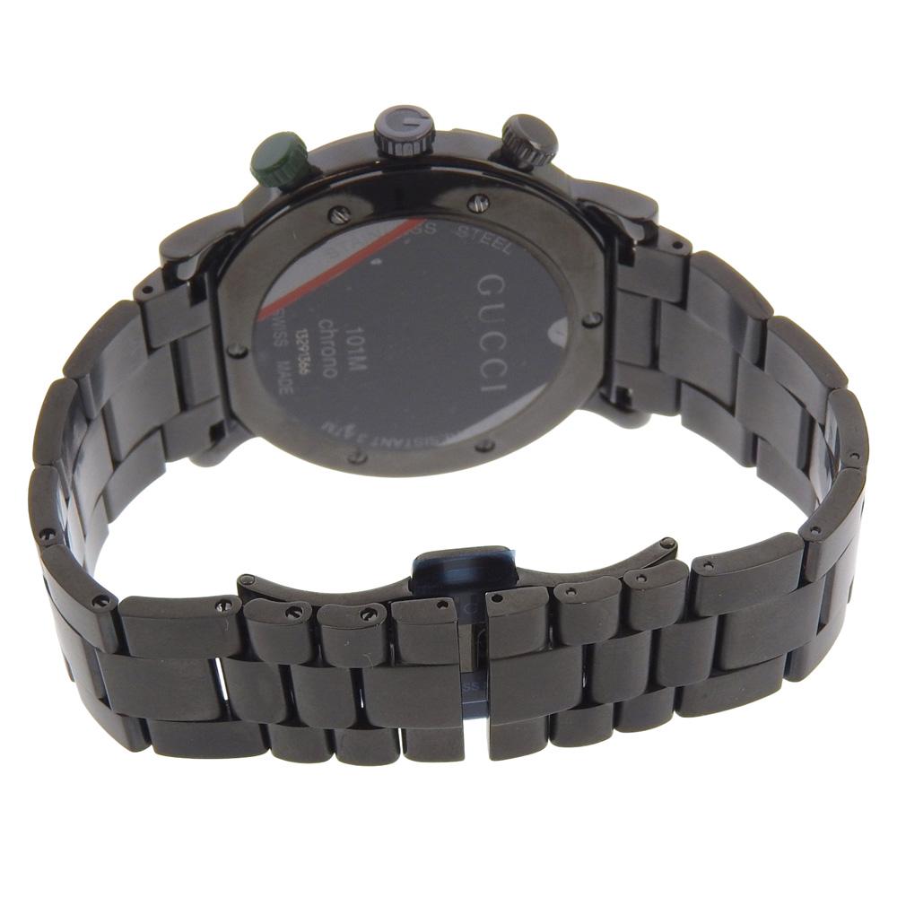 GUCCI G Chrono Watches 101M black blackDial Stainless Steel Quartz Chronograph mens Used