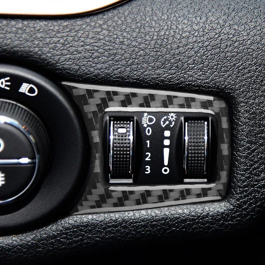 Real Carbon Fiber Dashboard Headlight Switch Button Trim For Jeep Cherokee 14-18