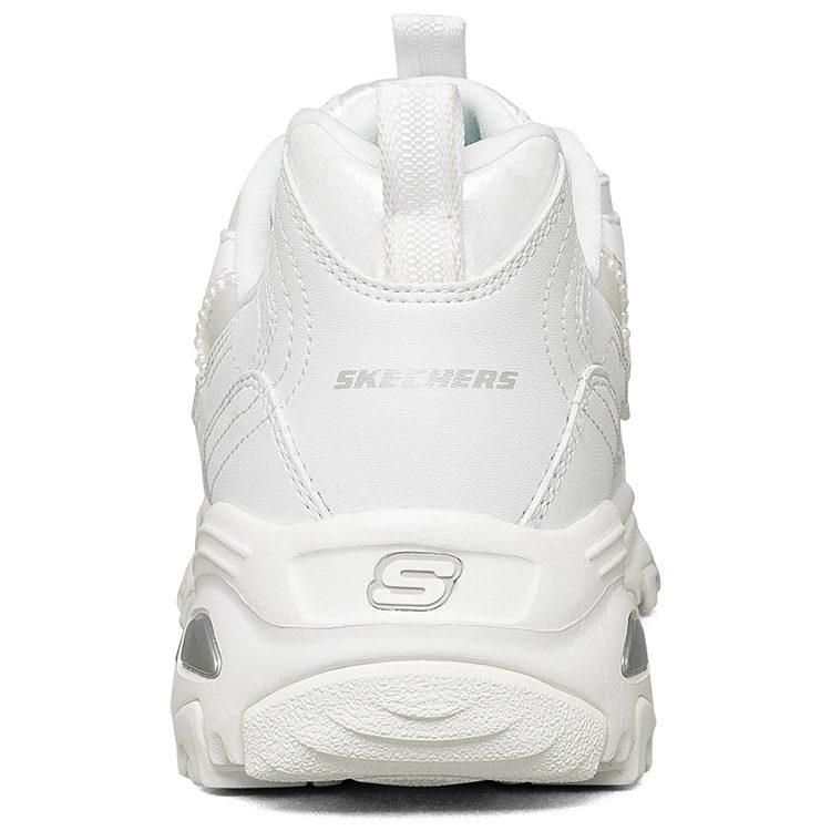 Skechers D'Lites 1.0 Bead Bear Textile, Artificial Leather Cushioning Abrasion Resistant Breathable 149463-WHT