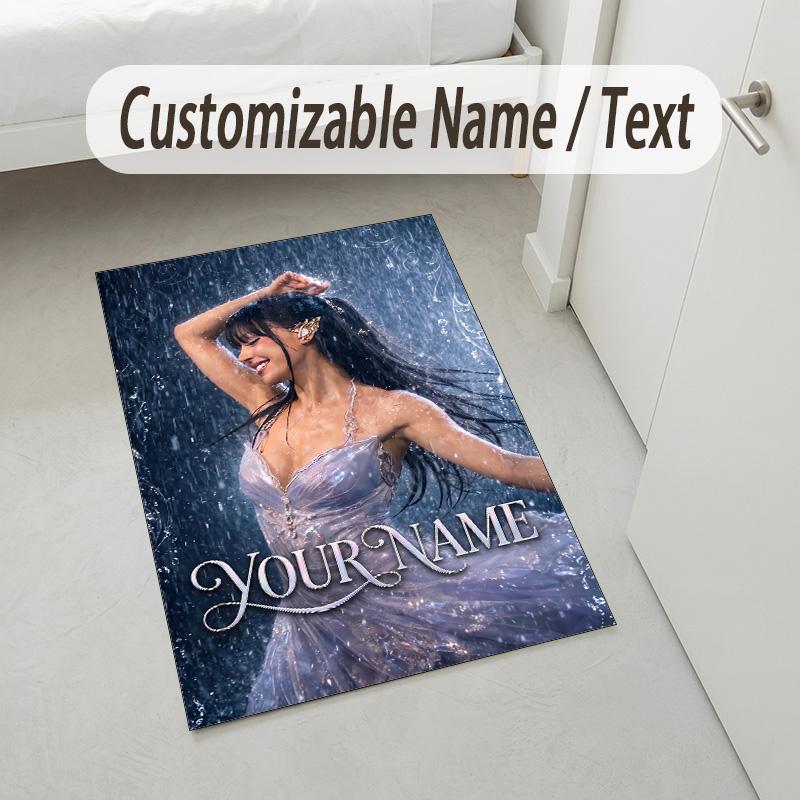 Personalized Crystal Velvet Carpet,Ayliva Custom Printed Name, Plush Area Rug For Home Indoor Decor