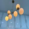 Modern 6 Light Mid Century Home Drawing Room Lobby & Dinning Table Lights Home Décor Frosted Glass Globe Linear Chandeliers