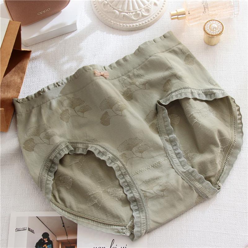 

Женские летние трусики большого размера с высокой талией, бесшовной отделкой кружевом - Тонкие, удобные, с хлопковой ластовицей для 200 цзиней Small: 100-135 catties зелёный