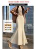 High Waist Woolen Fishtail Skirt - Autumn/Winter 2026, Slimming A-Line Long Skirt for Women.
