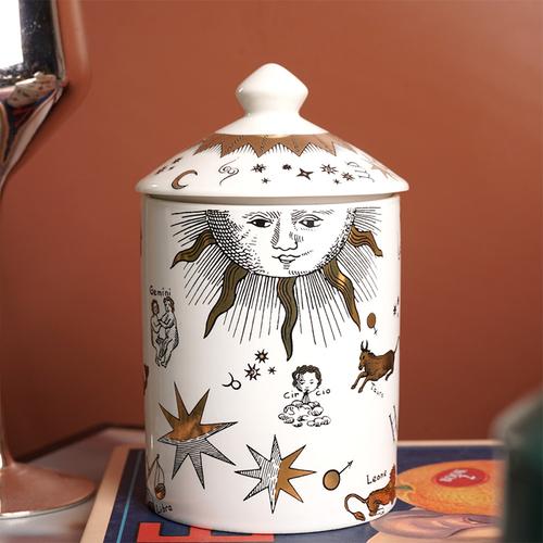 

Solid Color Vintage Face Ceramic Storage Jar Scented Candle Bottle with Lid Art Ornament Candy Jar Storage Box Home Decoration