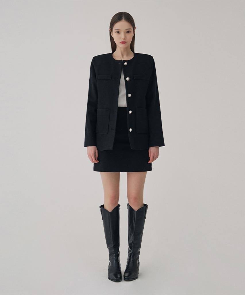 SOUP Wool Blended Jacket And Skirt Set (Sactxf1)