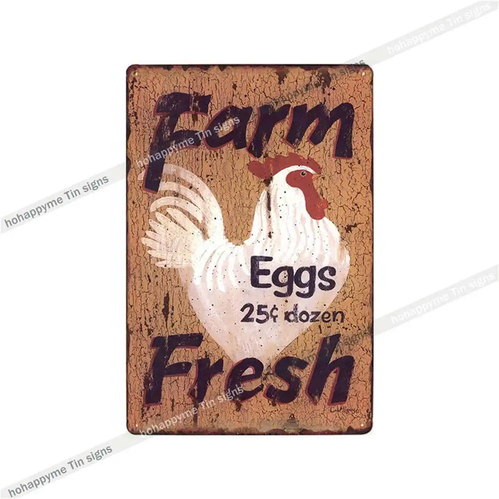 Welcome To The Funny Farm Metal Plate Tin Sign Rooster Decorative Chicken Coop Farmhouse Wall Art Iron Poster Home Decor 20x30cm