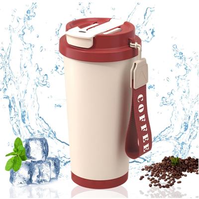 530 ml Thermos-Kaffeetasse aus 316 Edelstahl mit Keramik-Innenfutter, vakuumisolierter Becher mit Strohhalm, Kalt- und Heißbecher, Reisebecher fürs Auto