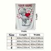 Custom Name Tatty Teddy Pattern Wall Tapestry Aesthetic Wall Hanging Printed Fabric Blanket Decorative Tapestries for Bedroom Living Room Home Decor