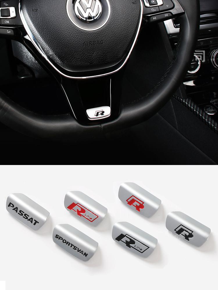 2026 Nowe Dla VW VOLKSWAGEN 3D Metalowe R R line GTI Emblemat Naklejki na Pokrycie Kierownicy Stylizacja Samochodu Dla VW Golf GTI Sportsvan Sagit