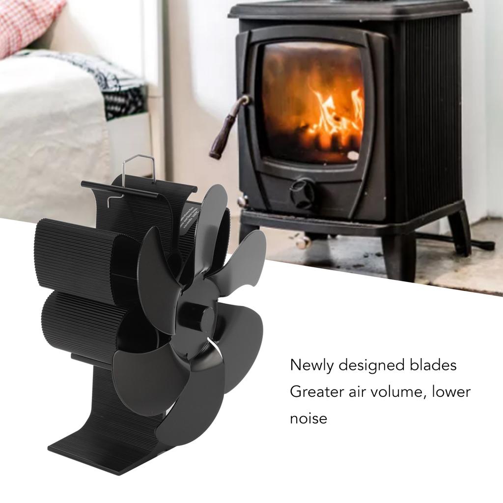 Stove Fan 6 Blades Grter   Volume Low Noise   Wr Resistance Fireplace Fan Black