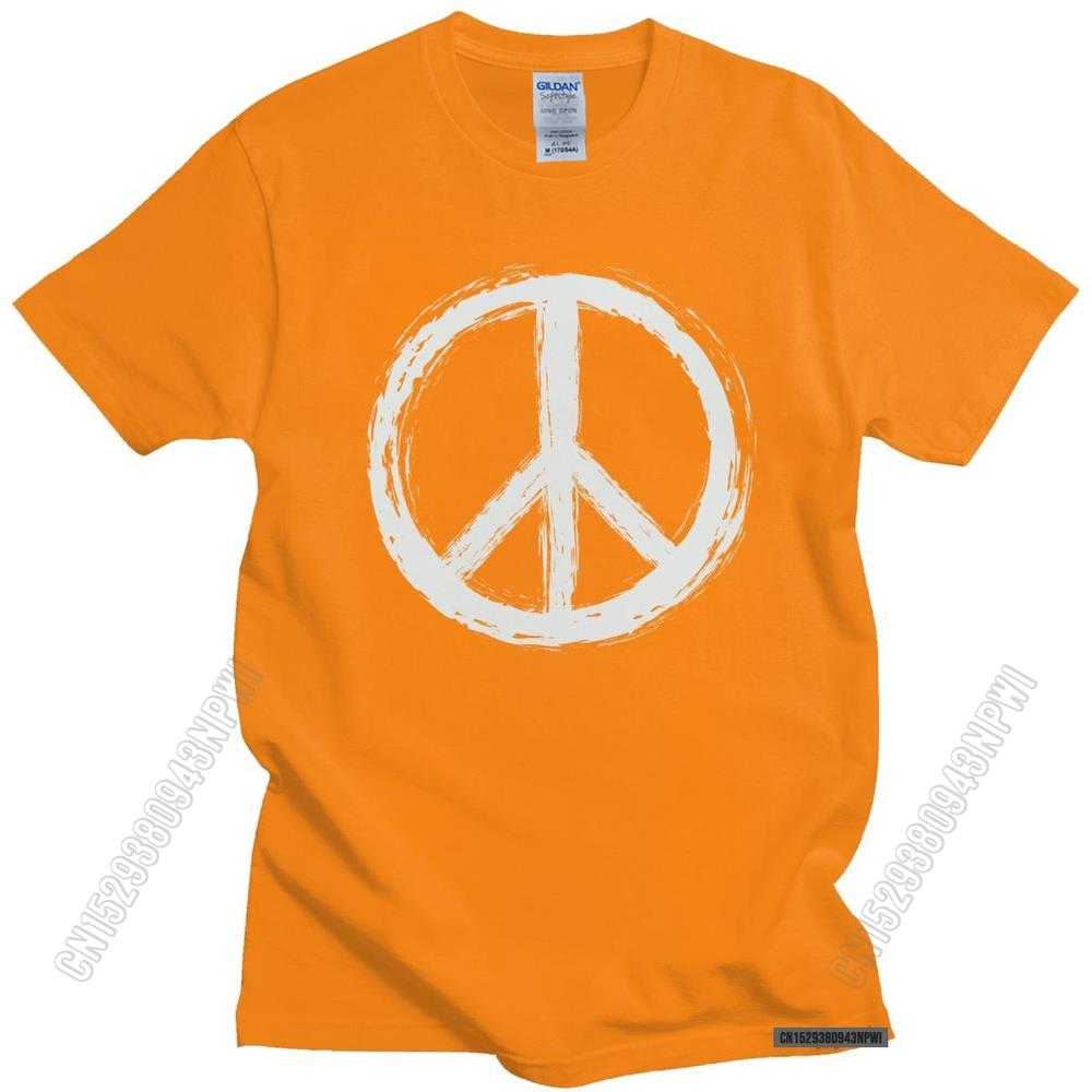 Vintage Peace Sign T Shirt Short Sleeve Casual Uniform Tee Tops 100% Cotton Urban Tshirt Slim Fit T-Shirt Merch